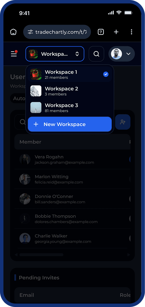 Mobile trading dashboard